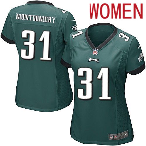 Women Philadelphia Eagles #31 Wilbert Montgomery Nike Midnight Green Game NFL Jersey